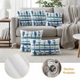 thumbnail image 6 of Lake Paddles Outdoor Waterproof Pillow Covers, Summer Watercolor Teal Blue Striped Decorative Square Throw Pillowcase Sofa Cushion Sham for Patio/Couch/Chair, 16"x16" 2 Pack, 6 of 8