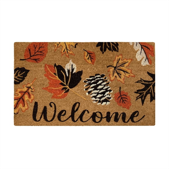 Achim Printed Coir Holiday Doormat 18" x 30" - Welcome Leaves