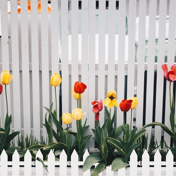Baluue 4-Piece White Plastic Garden Fence Panels, Outdoor Decorative Border Edging, Rectangular Pet Enclosure Barrier for Yard