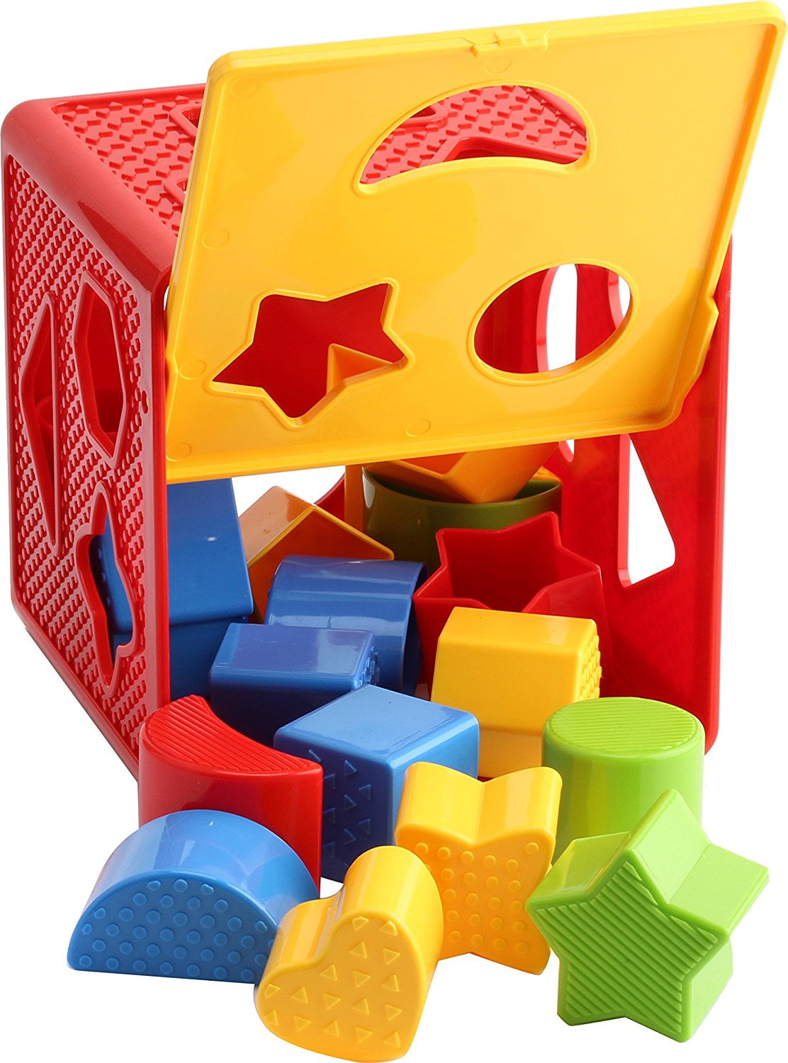 Prettyia Baby Blocks Shape Sorter Toy Childrens Colorful Shapes Cube Box 