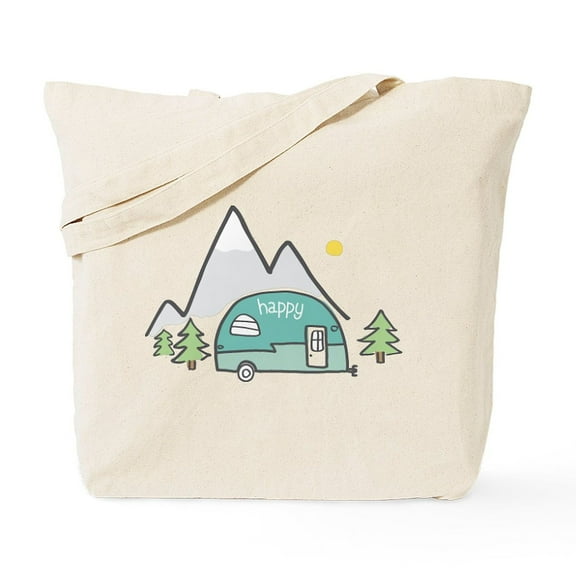 CafePress - Happy Camper Tote Bag - Unisex Canvas Tote Bag, Beige, 1-Piece