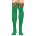 thumbnail image 1 of Nvzi 1 par de calcetines por encima de la rodilla, calcetines hasta la rodilla, medias altas hasta el muslo, calcetines hasta la rodilla para mujer, para cosplay de niña, uso diario, verde, 1 of 2
