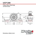 thumbnail image 3 of MAPLE ACE UCP209 45mm Bore Pillow Block Bearing 2-Bolt Solid, 3 of 5