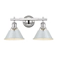 thumbnail image 2 of Orwell 2-Light Vanity Light in Chrome with Dusky Blue, 2 of 3