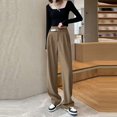 thumbnail image 2 of Sngxgn Pants for Women High Waisted Pants Drawstring Elastic Casual Pants Work(Coffee,XXXL), 2 of 9