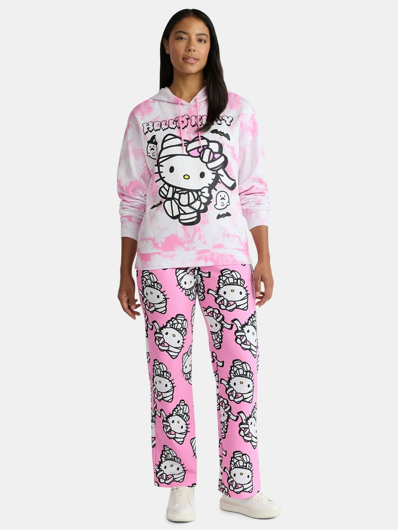 Hello Kitty Women's Halloween Mummy Print Fleece Jogger Pants