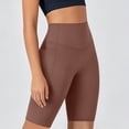 thumbnail image 4 of VBVC Women's High Waisted Yoga Shorts , Summer Stretchy Workout Leggings For Women , Ladies' Running Athletic Trousers with Pockets,Brown,S-2XL, 4 of 8