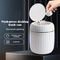thumbnail image 3 of Mini Desktop Trash Can, 5.1" x 5.9" x 5.1" Push Top Lid Waste Bin, Small Plastic Garbage Can for Office Desk Bathroom Vanity, 3 of 8