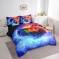 thumbnail image 2 of Erosebridal Teens Abstract Flame Soccer Twin Bedding Sets 7-Piece,Sport Football Hexagon Bedding Comforter Set for Kids Boys Girls,Black Reversible,Lightweight Room Decor, 2 of 6