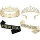 thumbnail image 1 of wonima02 Prom Queen and King Sash Crowns Tiara 2025 Grad Crown Sash Headbands for Adult Halloween Wedding Cosplay(4 Pcs,Graceful Style), 1 of 1