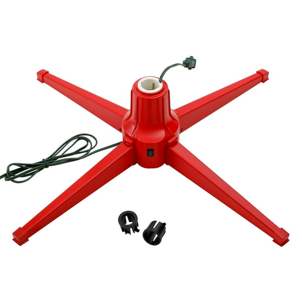 Home Heritage Electric Metal Rotating Christmas Tree Stand for 7 Foot Trees, Red