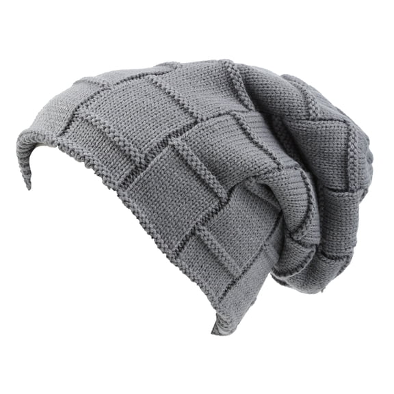 Sakkas Volc Long Tall Pleated Faux Fur Shearling Lined Unisex Winter Hat Beanie - Grey - OS