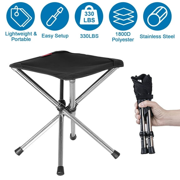 Moclever Portable Folding Camping Stool Retractable Foldable Chair 1.13lbs Lightweight Backpacking Stool for Fishing Camping Hiking, 330lbs Load