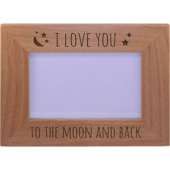 I Love You To The Moon And Back - Engraved Alder Wood Picture Photo Frame - Holds 4-inch x 6-inch Photo - Great Gift for Mothers's/Father's Day or Christmas Gift
