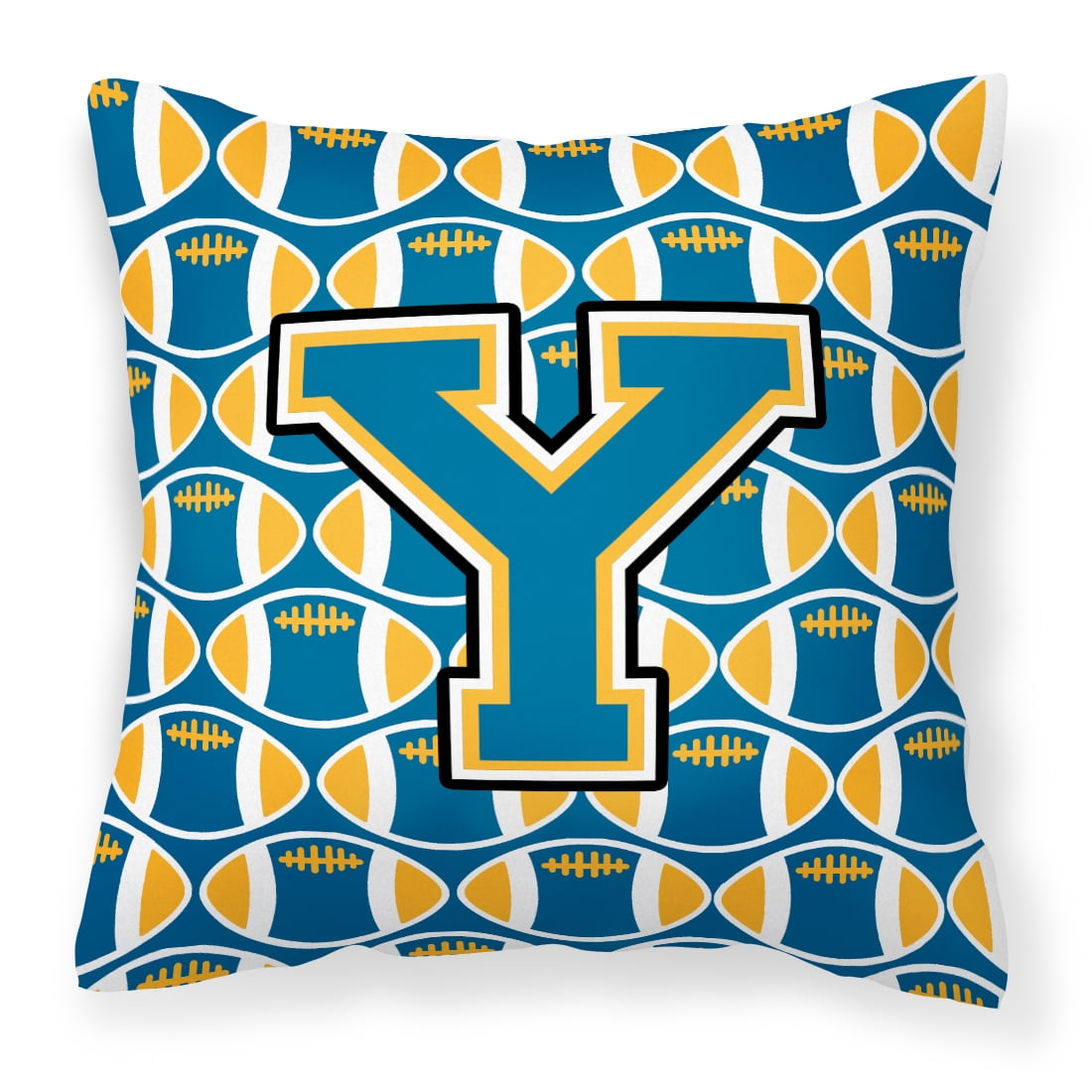 Letter Y Football Blue and Gold Fabric Decorative Pillow - Walmart.com ...