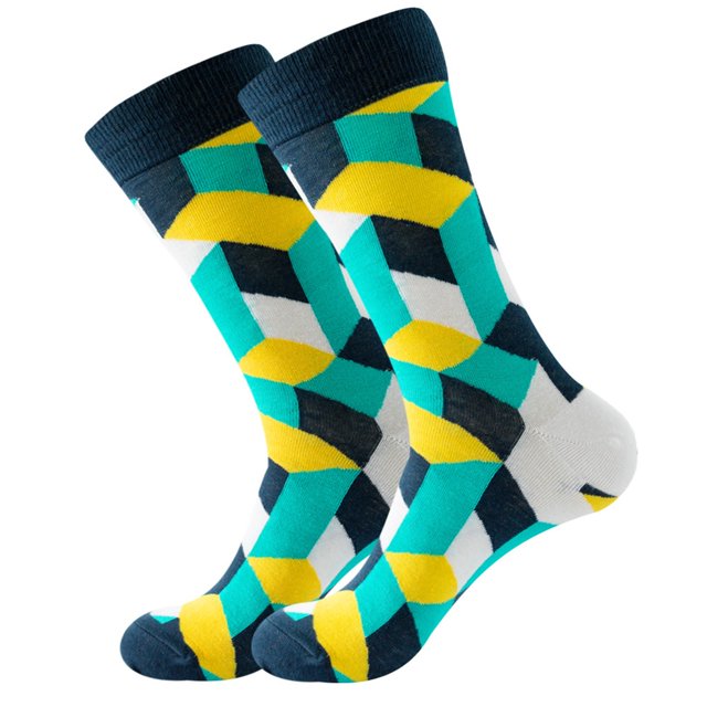 Chaussettes Unisexes Adultes Imprimé Diamant Carré Coloré Personnalité de Rue Moyen
