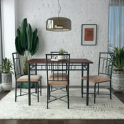 Mainstays Louise 5-Piece Wood and Metal Dining Set, Deep Walnut