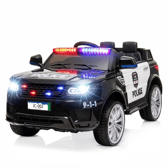Ktaxon 12V Kids Ride On Police Car with Remote Control, 3 Speeds, LED Lights, Music, Electric Car Toy for Ages 1-8
