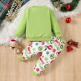 thumbnail image 4 of Hotiary Infant Baby Girls Christmas Outfit Long Sleeve Xmas Print Sweatshirt Top Elastic Jogger Pant 2Pcs Set Toddler Holiday Festival Clolthes Green for 6M-4T, 4 of 7