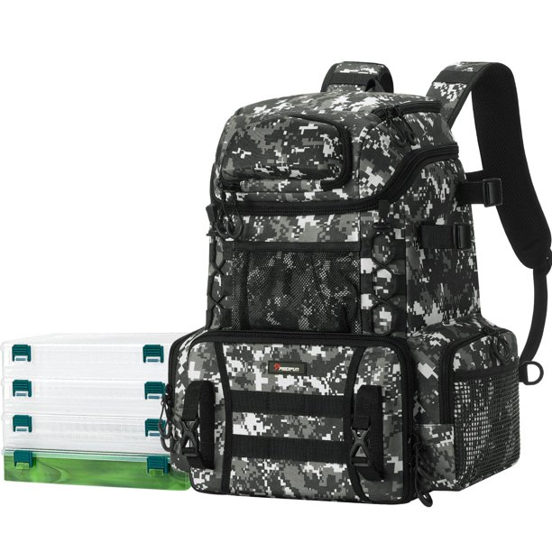 Piscifun Fishing Tackle Backpack with 4 Boxes, Fishing Bag Large