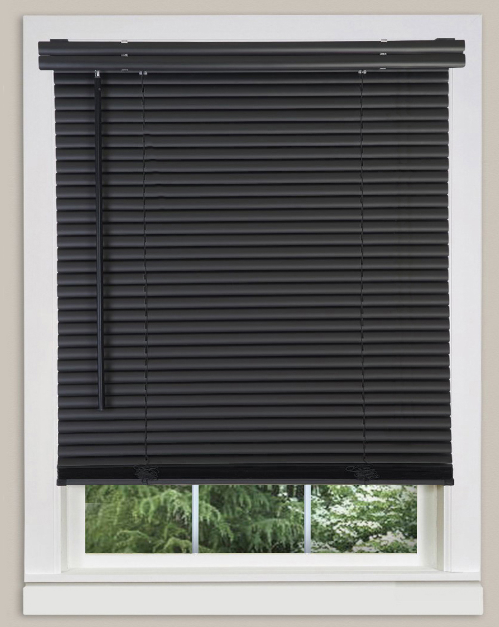 PowerSellerUSA Cordless Window Blinds Anti-UV Window Treatment 35 Width x 64 Length, Mahogany 2 Slats Vinyl Mini Blind Premium Quality Embossed Woodgrain Fits Windows 18-72 