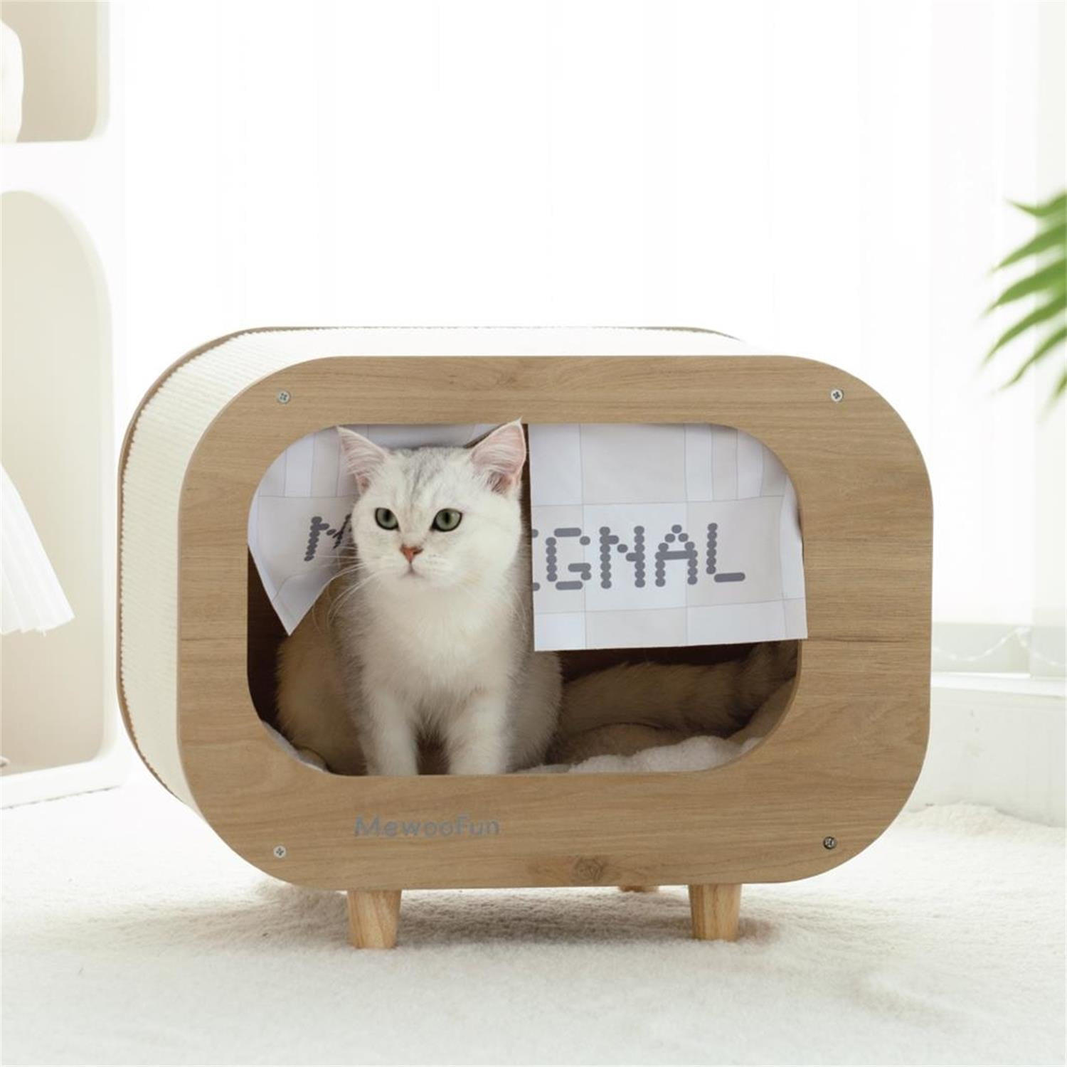 Pefilos 27" Cat House for Indoor Cats with Scratching Post, Cat Cave Bed, Cat Condo Modern Cat Nest Cute Cat Shelter, Purple and White Pefilos 27" Cat House for Indoor Cats with Scratching Post, Cat Cave Bed, Cat Condo Modern Cat Nest Cute Cat Shelter, Purple and White