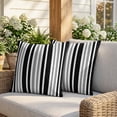 thumbnail image 3 of Pillow Covers 20x20 Set of 2, Black Grey Stripe Square Throw Pillow Covers for Couch/Sofa/Living Room, Farmhouse Minimalist Striped Decorative Soft Pillowcases for Couch Throw Pillows, 3 of 9