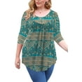 thumbnail image 2 of GingDin Women's Plus Size Floral Shirt Long Sleeve Round Neck Loose Tunic Top M-4XL, 2 of 4