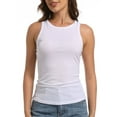 thumbnail image 5 of Women's Crewneck Racerback Ribbed Tank Tops Summer Basic High Neck Sleeveless Slim Fit Crop Tops, 5 of 6