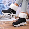 thumbnail image 5 of LIJCC Women's Chunky Platform Winter Boots Suede Fluffy Booties Leisure Slip On Sneakers Thick Sole Shoes Warm Fur Lined Anti-slip Booties, 5 of 9