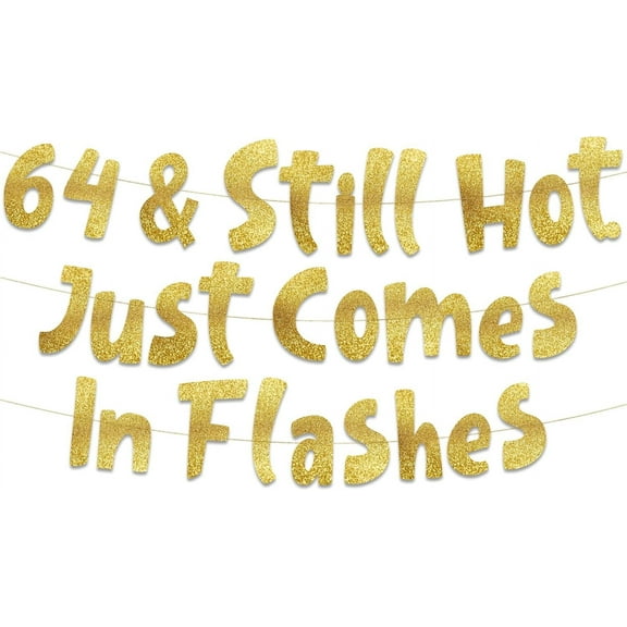 64th Birthday Gold Glitter Banner - Happy 64th Birthday Party Decorations