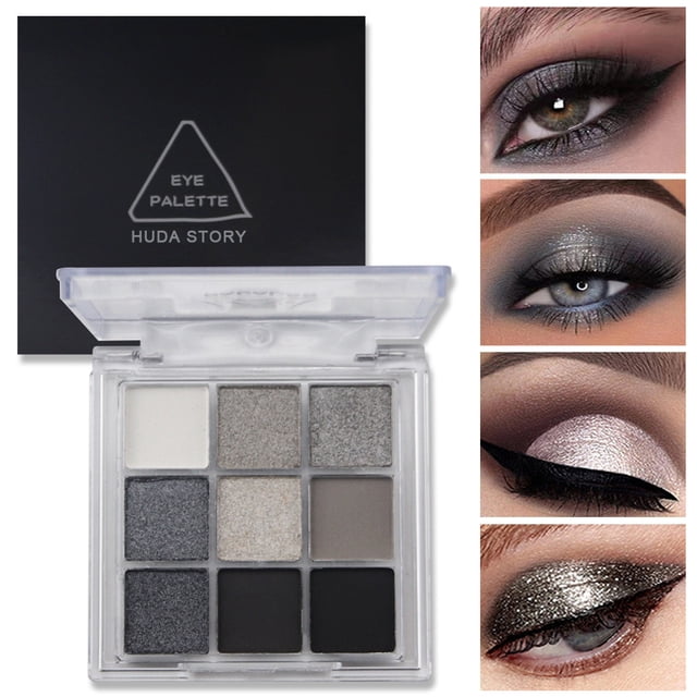 Teissuly Smokey Eyeshadow Palette, 9 Colors Black White Gray Smoky Eye Shadow Pallet, Highly Pigmented Matte Shimmer Neutral Goth Makeup Pallet, Cool Tone Sliver Gray Makeup Palette Teissuly WER202312145356