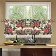 thumbnail image 4 of Yayeee Kitchen Curtains Tier Set of 2 Light Filtering 57"x24" Over Sink Window Panels, Red Christmas Poinsettia, 4 of 7