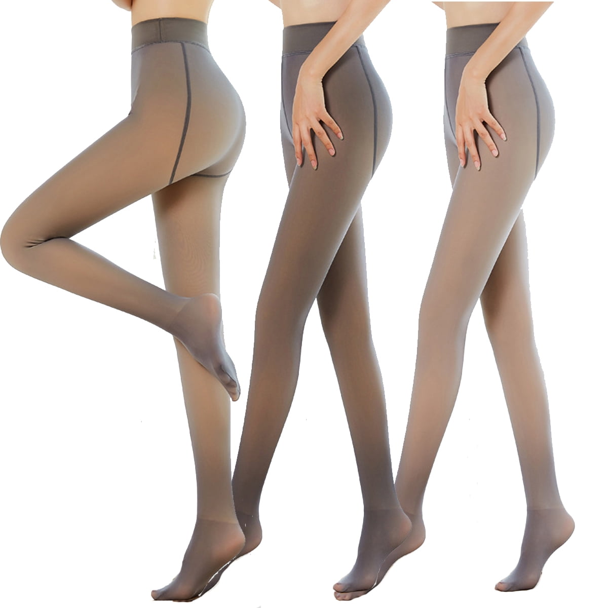 QingY-2 Pairs Women's Translucent Fake Sheer Fleece Pantyhose Stirrup  Leggings and Warm Pants 