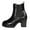 Black, variant on Womens Platform High Heels Chelsea Boots Fashion Leather Chunky Block Heeled Slip on Mid Calf Ankle Booties Black Size 6.5