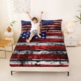 thumbnail image 3 of Manfei Vintage US Flag Bed Sheets, Patriotic Star Stripe Full Size Sheets, Red White Blue, Black Reversible 4pcs (1 Flat Sheet, 1 Fitted Sheet and 2 Pillowcases), 3 of 6