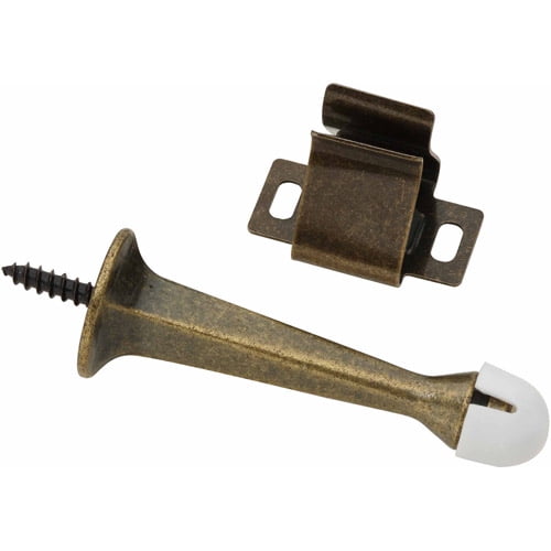 Stanley Hardware 756310 Antique Brass Rigid Door Stops with Holder