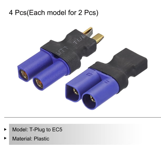 Boladge 5-Pack Adaptateur de Connecteur Mâle Fiche Deans T à Connecteur Femelle EC5 pour Batterie LiPo RC (sans Fil Boladge 5-Pack Adaptateur de Connecteur Mâle Fiche Deans T à Connecteur Femelle EC5 pour Batterie LiPo RC (sans Fil