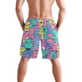 thumbnail image 3 of Dailycode Men's Quick Dry Swim Trunks Beach Shorts Casual Summer Board Shorts with Pockets, Colorful Cartoon Robots, 3 of 8