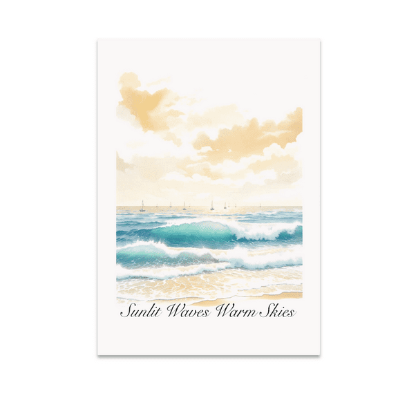 Sunlit Waves Beach Scene Art - Beach Lovers - 13x19 Poster Print