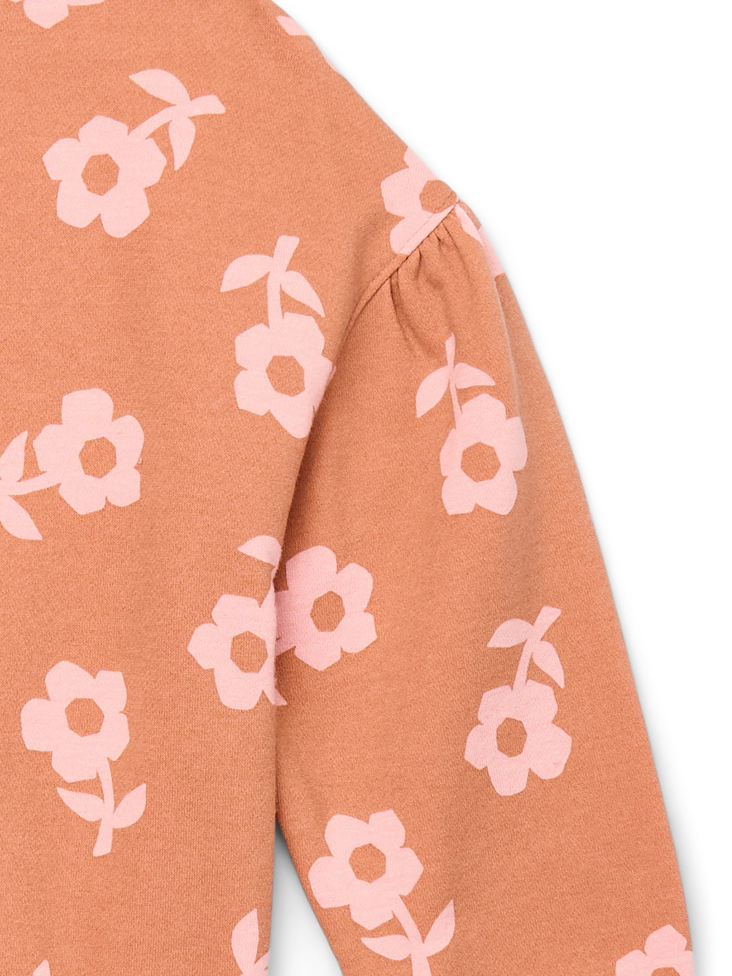 Wonder Nation Little Girls Puff Sleeve Sweatshirt, Sizes 4-10