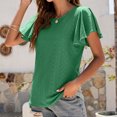 thumbnail image 2 of Summer Savings! Ahuyic Womens Plus Size Short-Sleeved Top,Summer Casual Blouse For Women,Women's New Solid Loose Half Sleeve Round Neck Cotton Waist Short Sleeve Round Neck Tops, 2 of 5