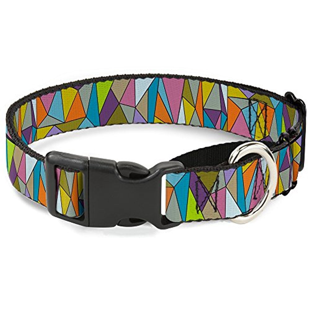 Buckle-Down Martingale Dog Collar - Stained Glass Mosaic Multi Color - 1" Wide - Fits 15-26" Neck Size - Large
