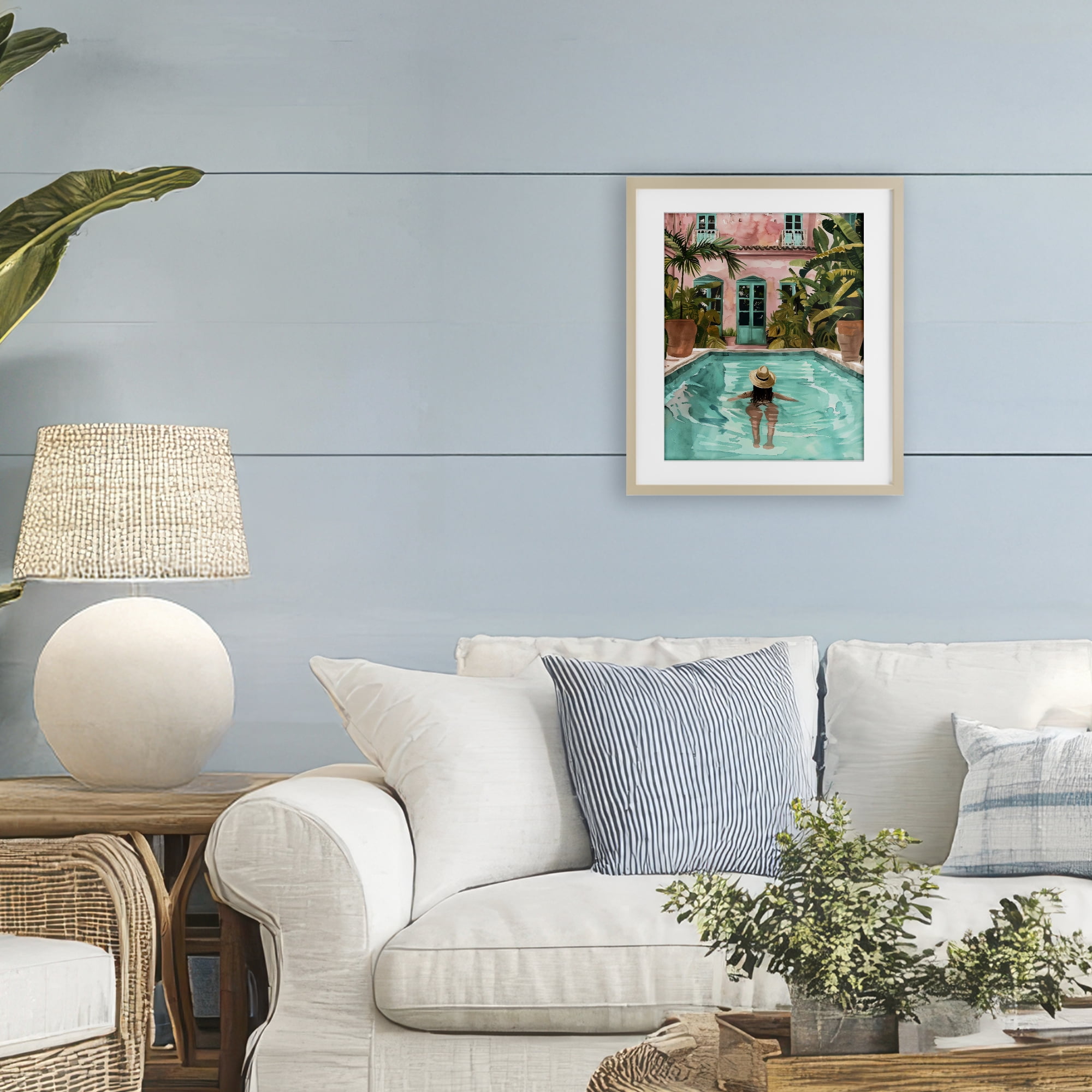 Stupell Industries Girl Swimming In Pool Birch Framed Print Under Glass, design by The Prints Vibe