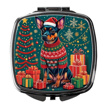 Miniature Pinscher Christmas Compact Mirror 2.75 in x 3 in