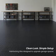 FlooringInc Nitro Garage Floor Tiles, Diamond Pattern, Interlocking, Black, 12x12, 1 pack, 1 sq/ft