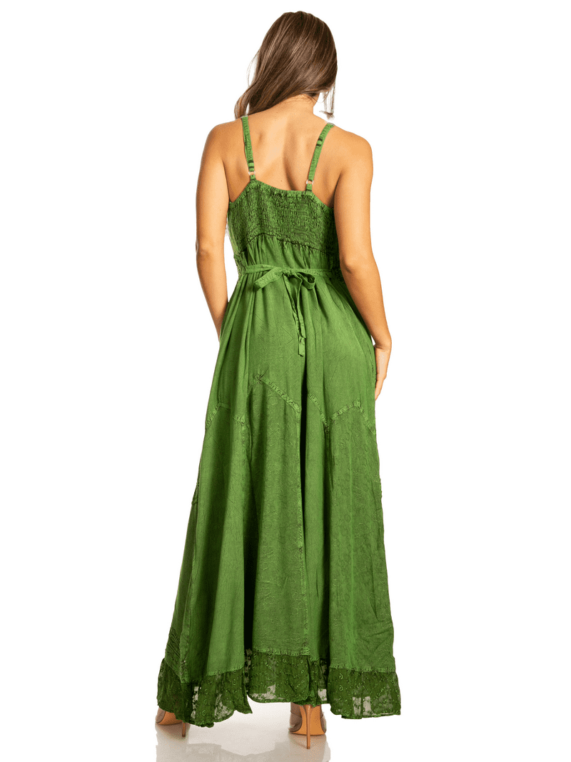 green emerald velvet dress PASTEL GREEN RAYON DRESS – Gulabi Dori main image 1