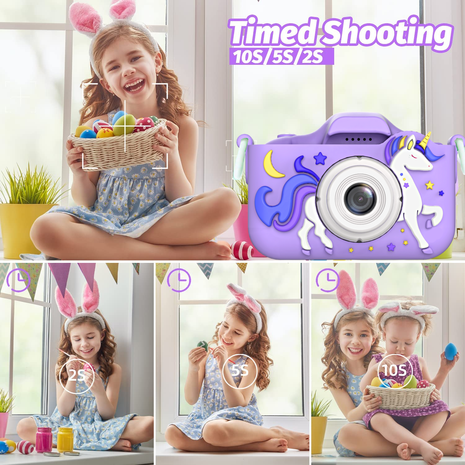MOPO Kids Digital Camera, Unicorn Design, Purple photo 4