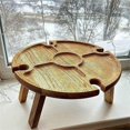 thumbnail image 1 of Wooden Outdoor Folding Picnic Table Portable 2 in 1 Wine Glass Rack, Foldable Desk Wine Glass Rack Table Picnic Tray, 1 of 5