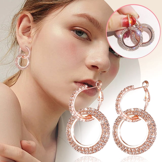 Stylish Rhinestone Earrings - Geometric Full Earrings for Modern Fashion Enthusiasts